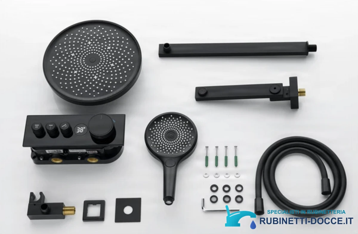 Sistema doccia termostatico a incasso ELITE EDITION BCS1603 con schermo, in più finiture tra cui nero e nero opaco