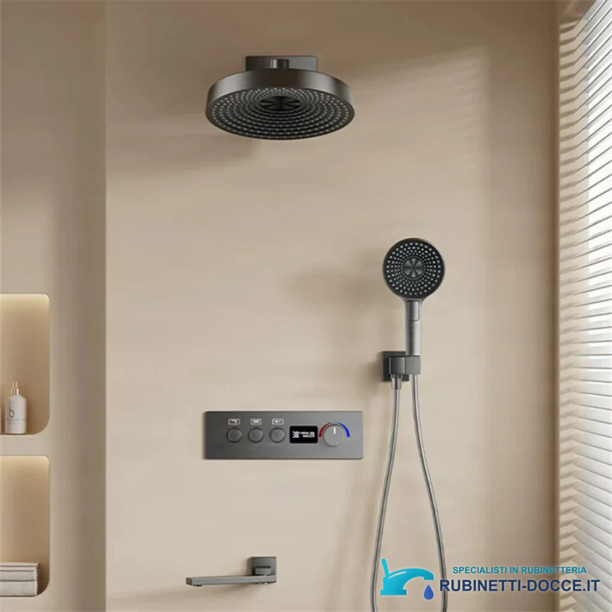 Sistema doccia termostatico ELITE EDITION BCS1698 in canna di fucile spazzolato