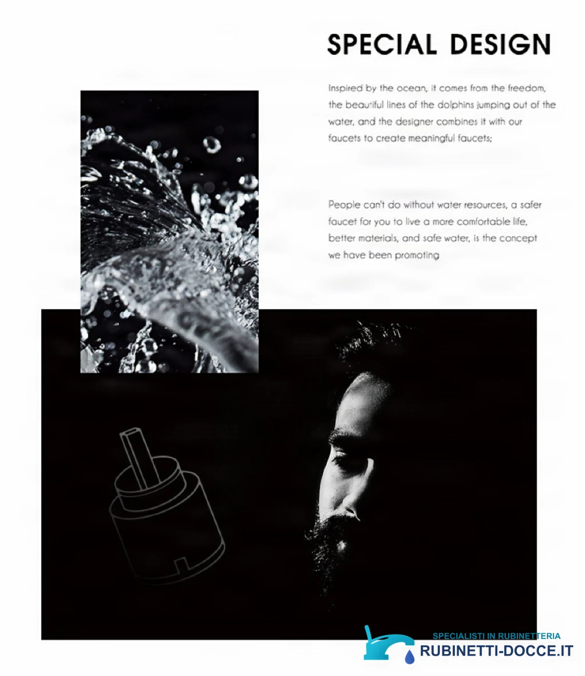 Concept di design del miscelatore da cucina di lusso ELITE EDITION KFS1814 con motivo ispirato all'acqua