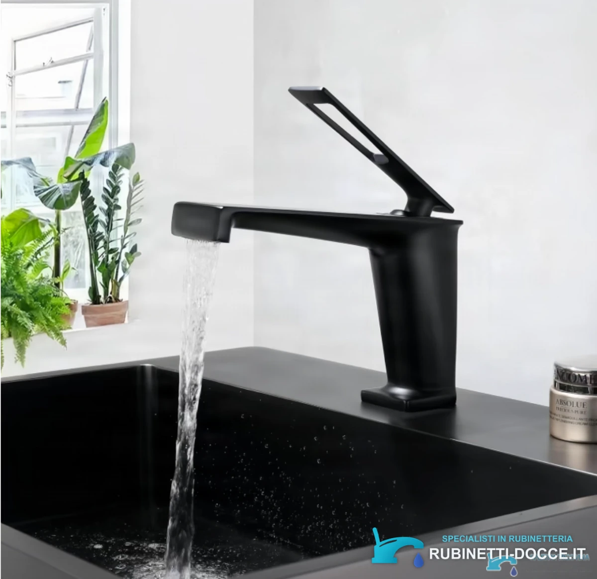 Rubinetto per lavabo ELITE EDITION BBS1257 in ottone con bocca a cascata, disponibile in più finiture