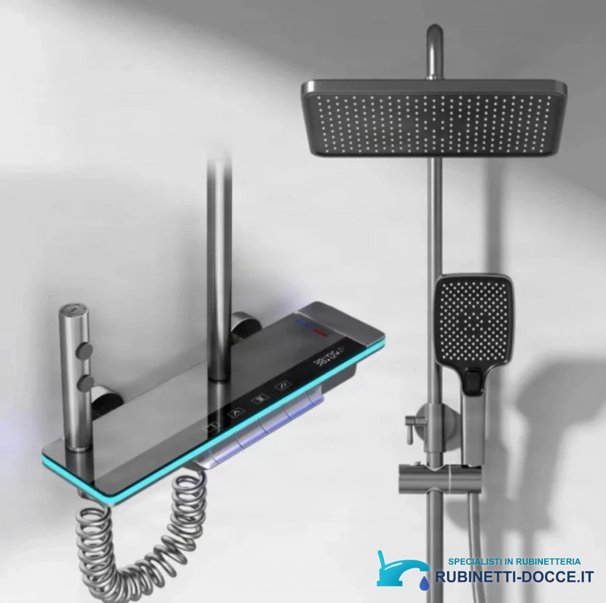 Sistema doccia a parete ELITE EDITION BSE1307 con LED, getti massaggianti, cascata e finiture in più colori