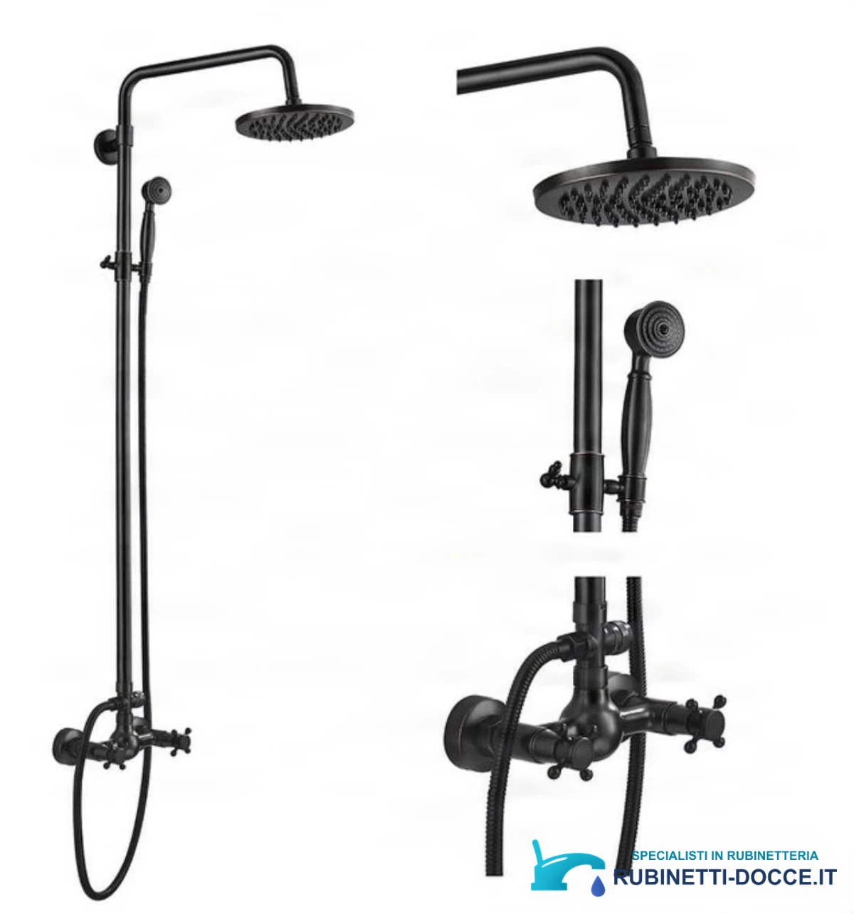 Sistema doccia esterno con LED TN1700 in nero opaco