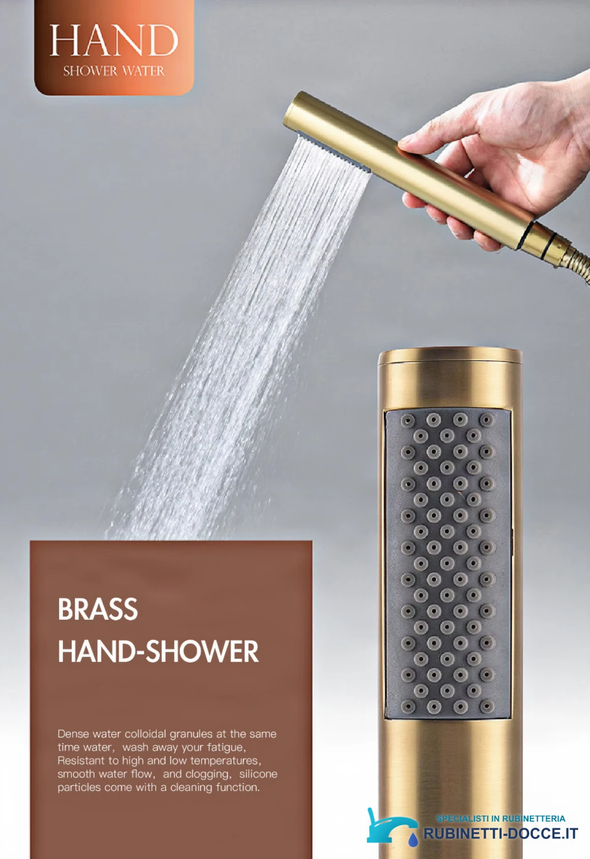Sistema doccia da incasso ELITE EDITION BCS1499-1 termostatico con LED e cascata, in diverse finiture tra cui oro spazzolato e nero opaco