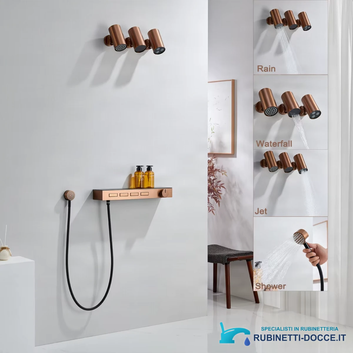 Sistema doccia da incasso ELITE EDITION BSC1620 a 4 funzioni con cascata, getti massaggianti e finiture multiple