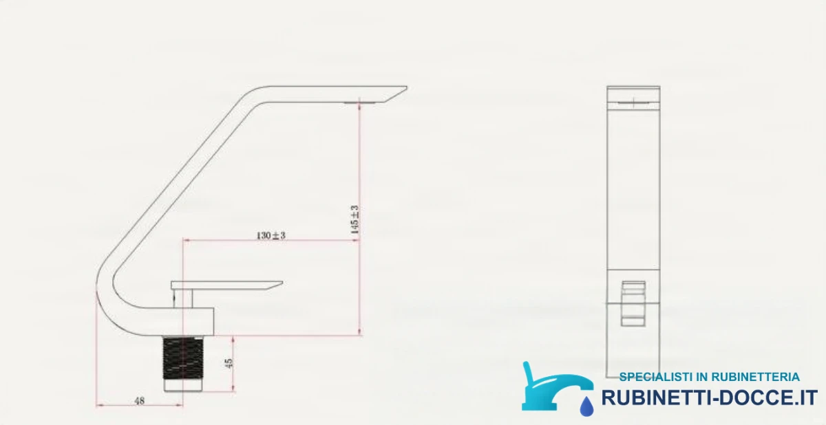 Disegno tecnico del rubinetto da cucina/bagno KA933141 (145 × 130 mm)