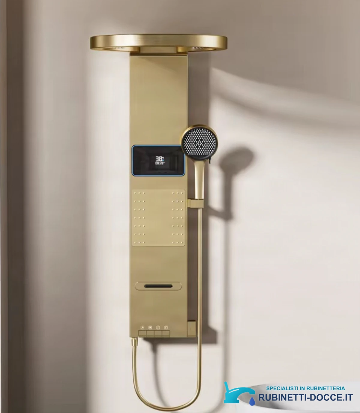 Pannello doccia ELITE EDITION BSE1424 a parete con LED, getti massaggianti e finiture grigio grafite, grigio scuro e oro