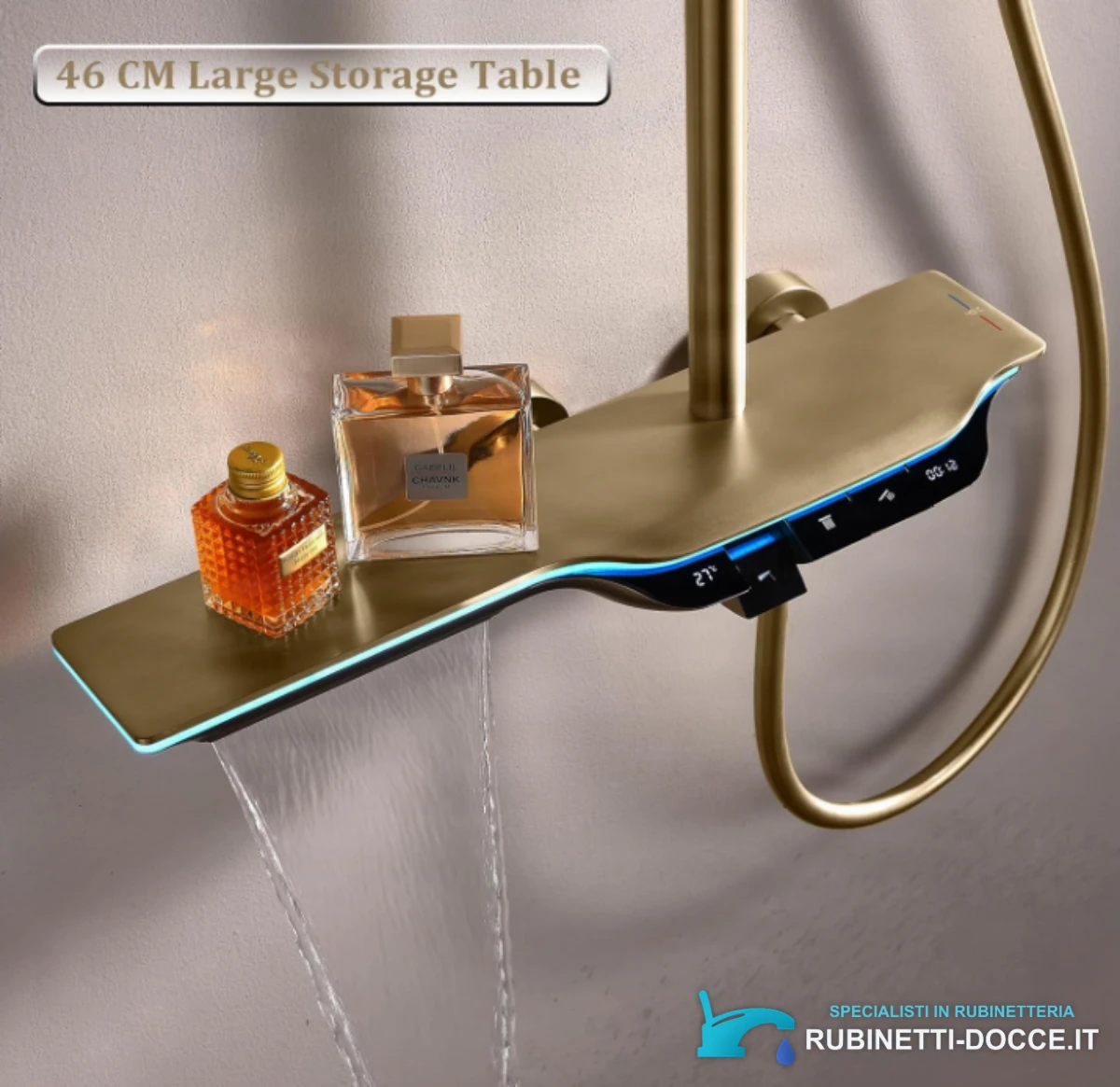 Pannello doccia termostatico ELITE EDITION BSE1420 a vista con schermo LED, getto a cascata e più finiture
