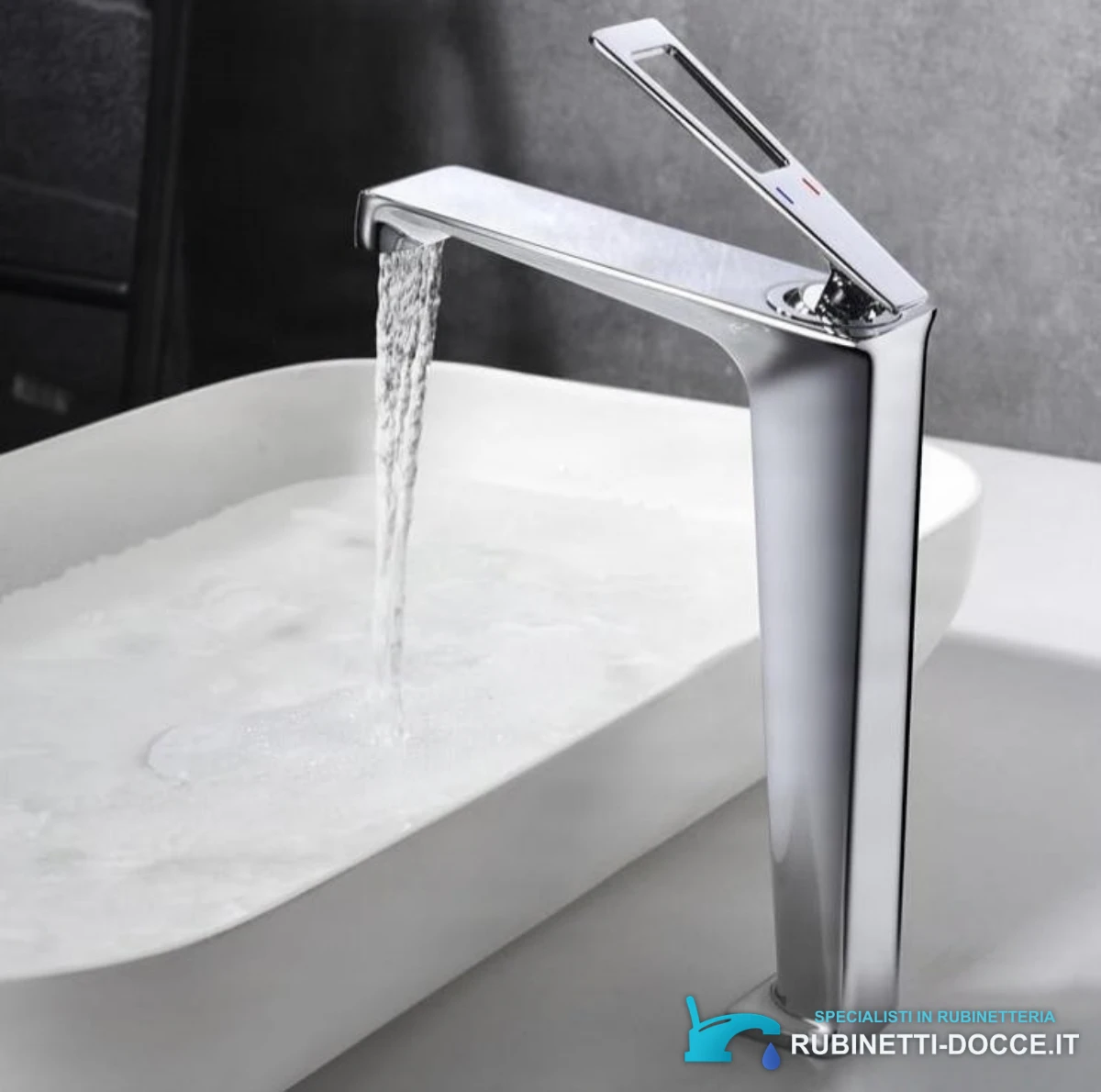 Rubinetto per lavabo ELITE EDITION BBS1257 in ottone con bocca a cascata, disponibile in più finiture