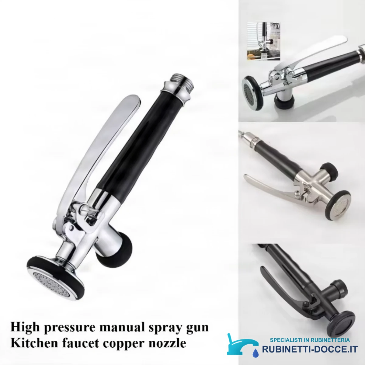 Ugello doccetta estraibile per rubinetto da cucina ELITE EDITION KFH1355 in cromo e nero