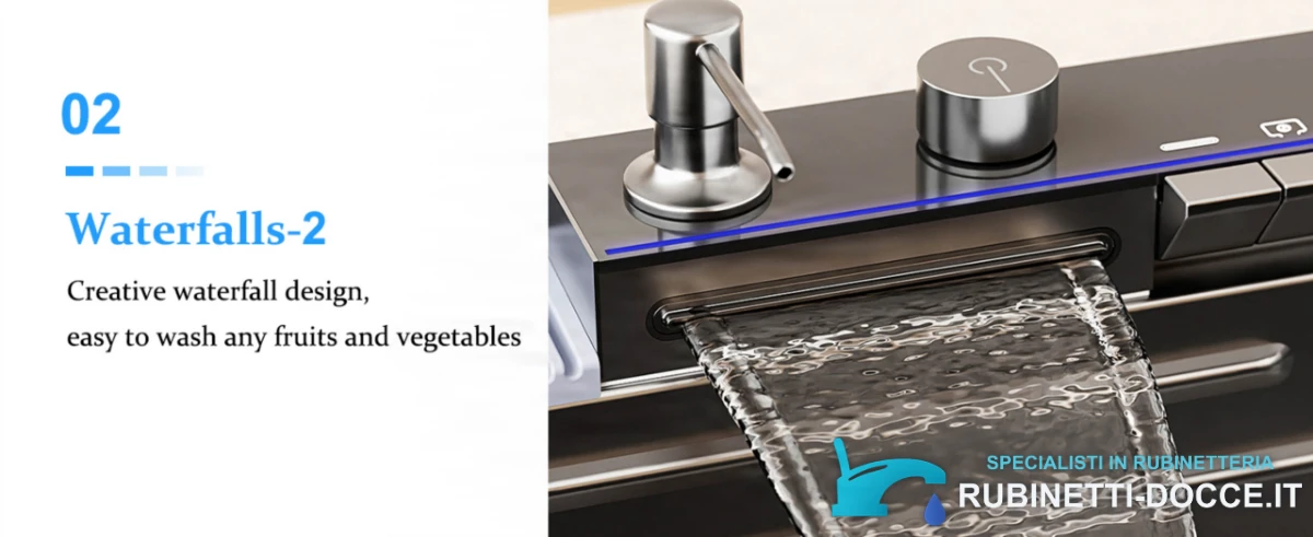 Rubinetto da cucina ELITE EDITION KS2199 con doccetta estraibile e LED, nero grafite, nero e nero con dettagli argento