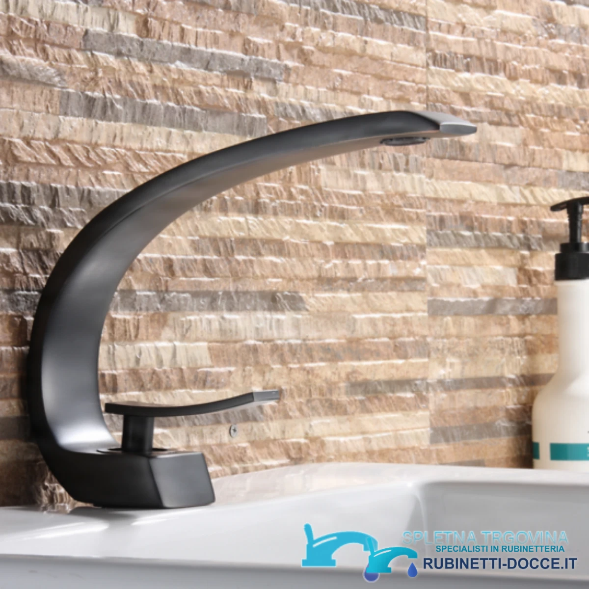 Rubinetto da cucina e bagno KA72932 con bocca semicircolare nera opaca