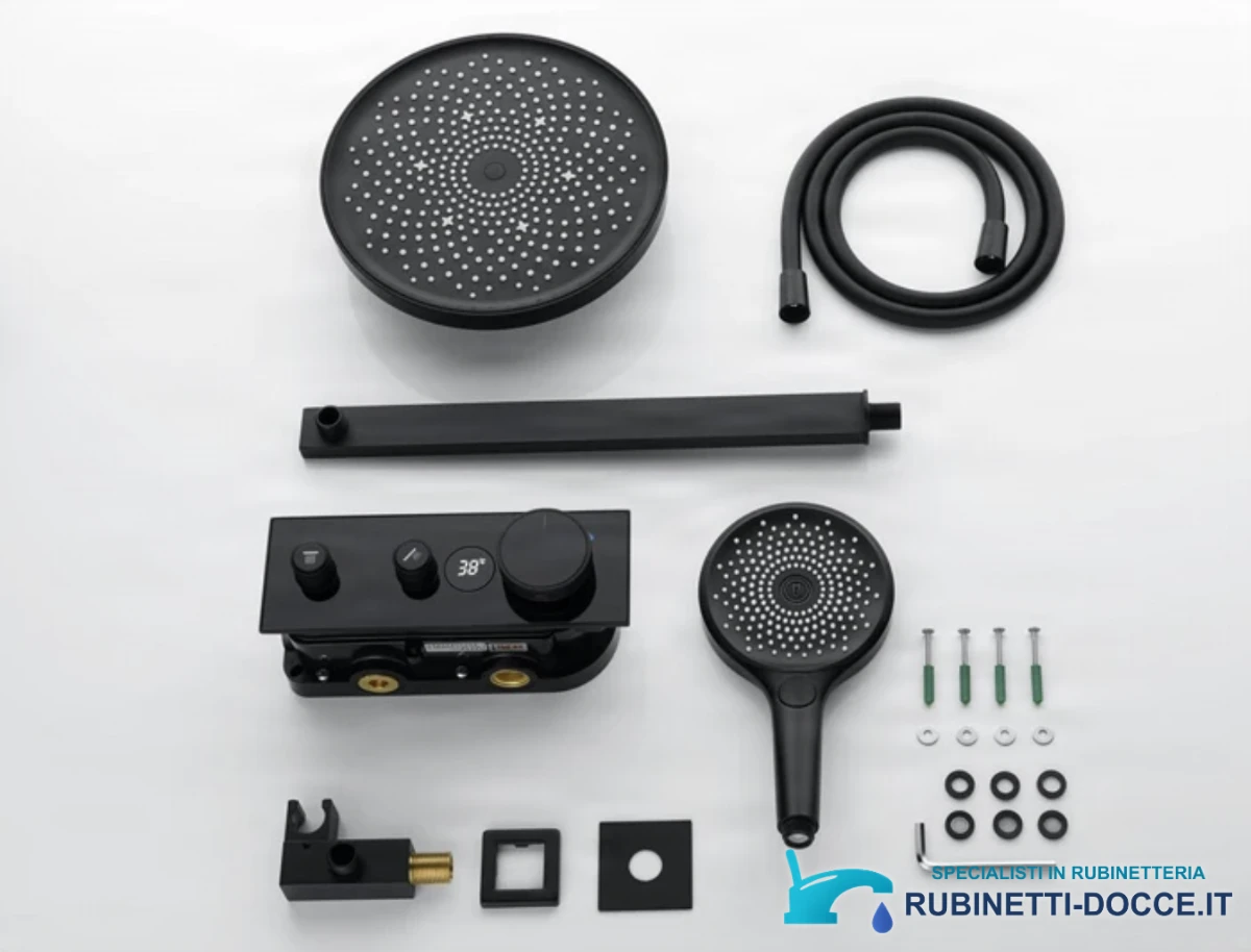 Sistema doccia termostatico a incasso ELITE EDITION BCS1603 con schermo, in più finiture tra cui nero e nero opaco