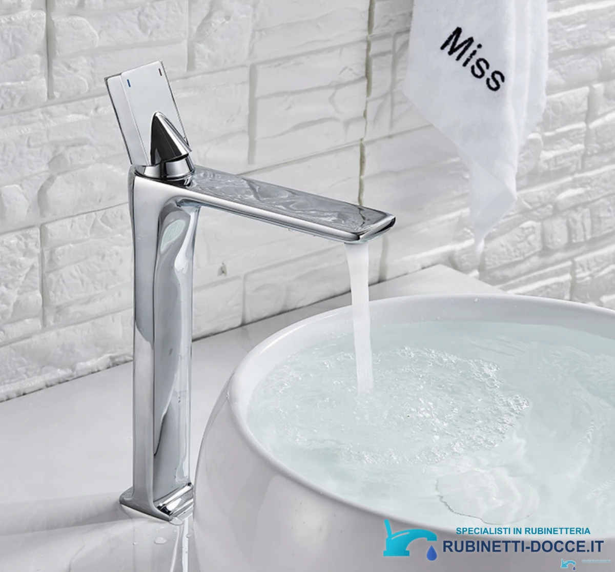 Miscelatore per lavabo freestanding EYN VU1610 in cromo, nero opaco e grigio scuro