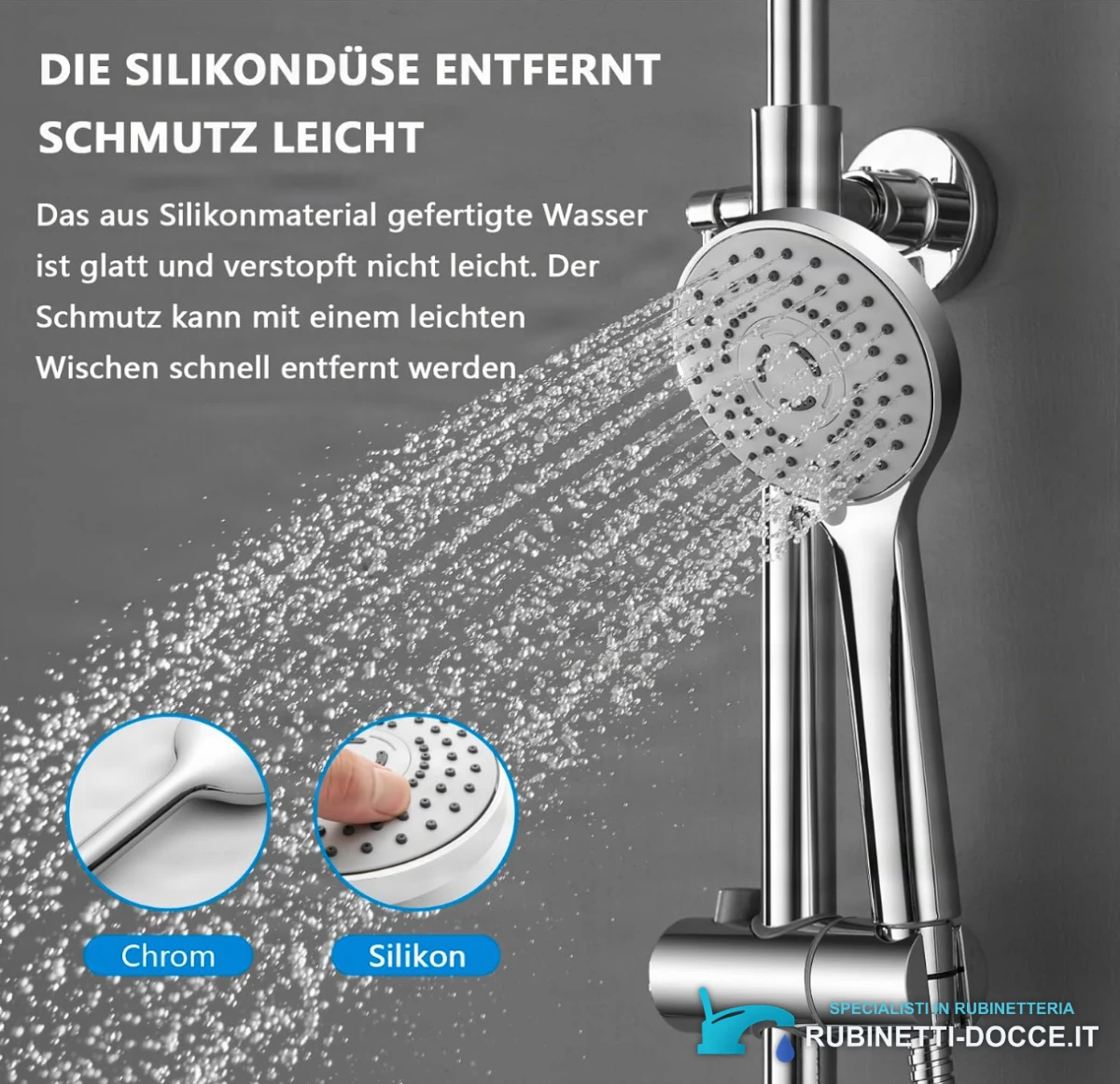 Specifiche del sistema doccia ELITE EDITION BST1105: doccetta con ugelli in silicone