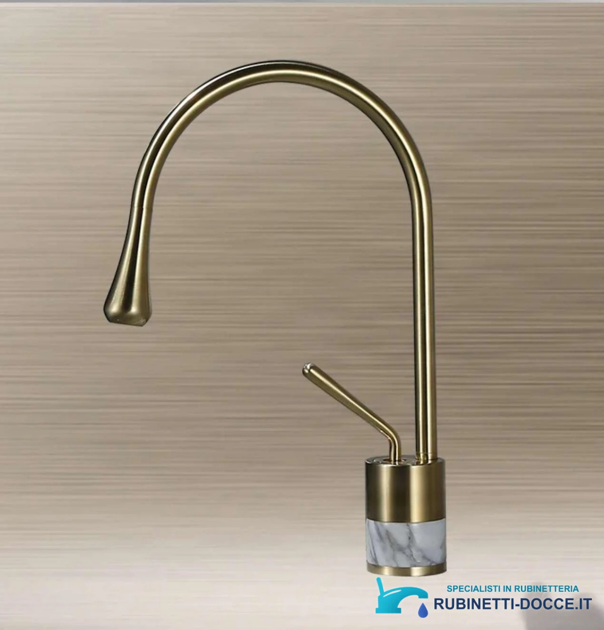 Miscelatore per lavabo EYN BF0954 da piano in ottone con bocca girevole, in più finiture tra cui oro spazzolato e nero