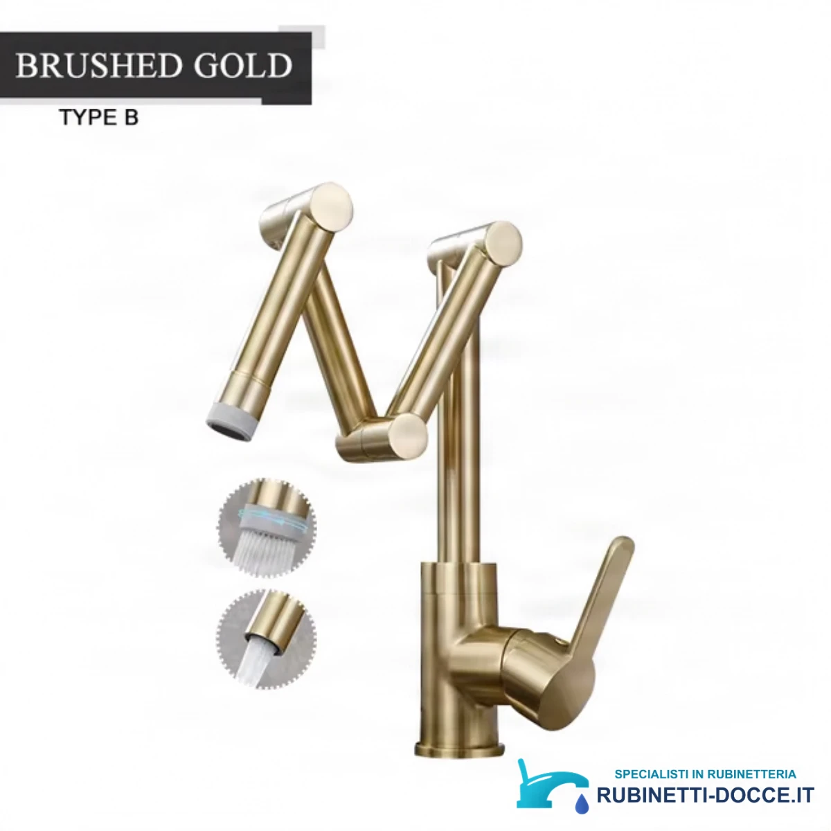 Miscelatore da bagno ELITE EDITION in ottone con LED KS1409 — finitura oro spazzolato