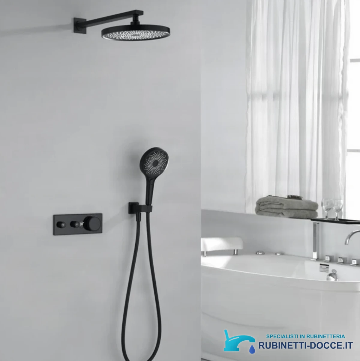 Sistema doccia termostatico a incasso ELITE EDITION BCS1603 con schermo, in più finiture tra cui nero e nero opaco