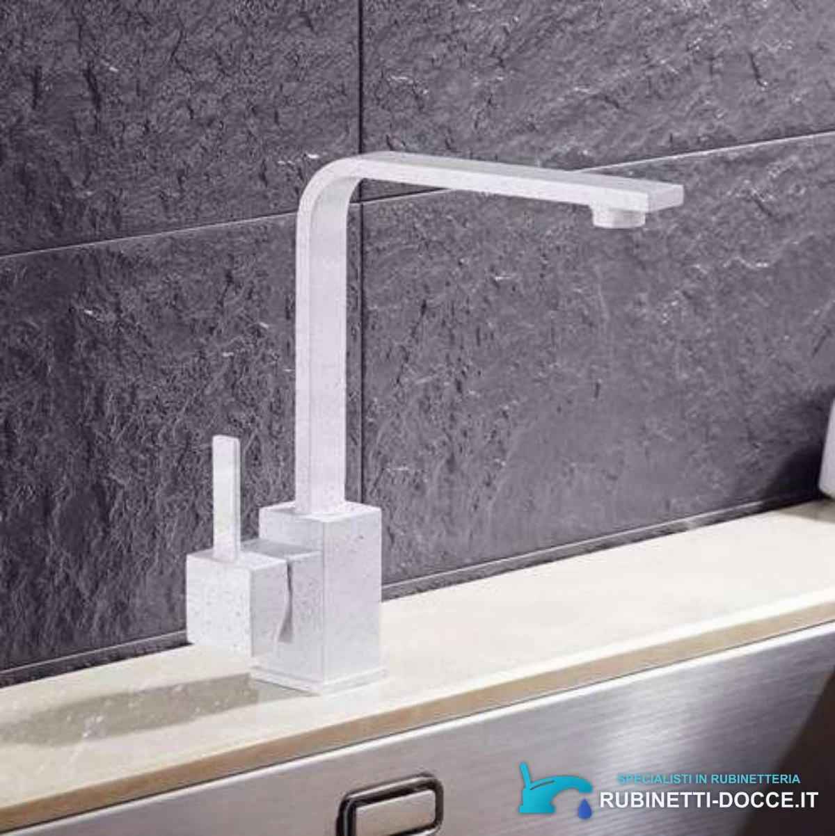 Miscelatore EYN 0113 bianco con superficie puntinata
