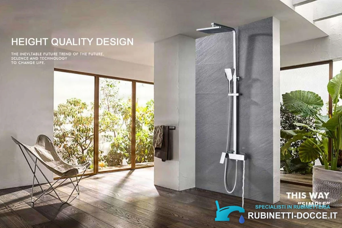Sistema doccia esterno BT1048 termostatico con cascata, più finiture