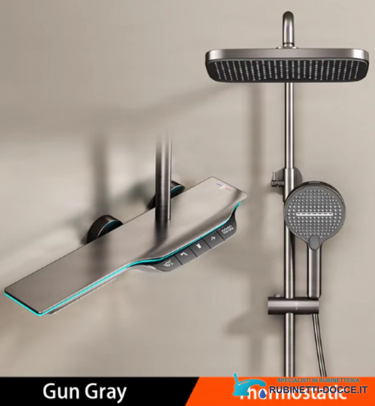 Pannello doccia termostatico ELITE EDITION BSE1420 a vista con schermo LED, getto a cascata e più finiture