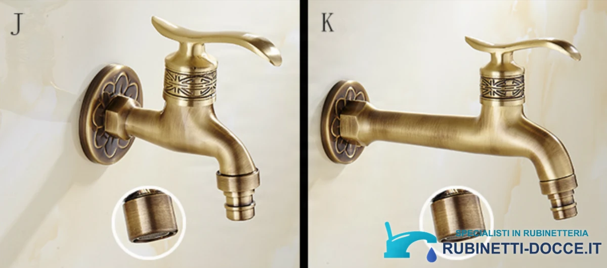 Rubinetto da parete per bagno EYN CW1530 in ottone, più finiture e lunghezze da 9,5 o 12,5 cm