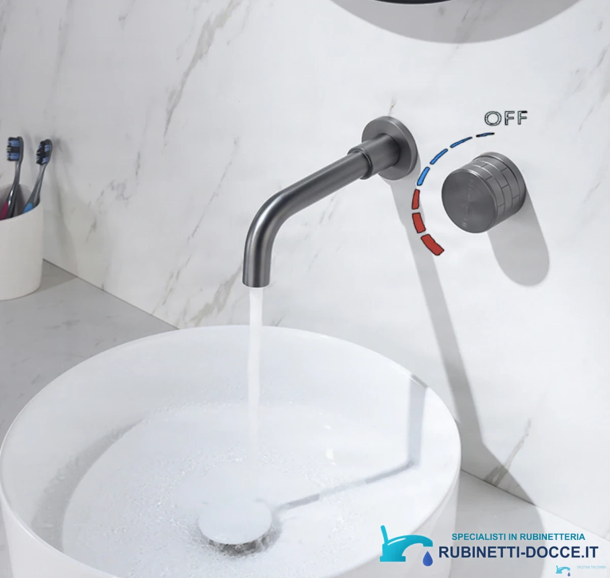 Rubinetto per lavabo a incasso ELITE EDITION BSW1447 in ottone con bocca girevole, disponibile in più finiture