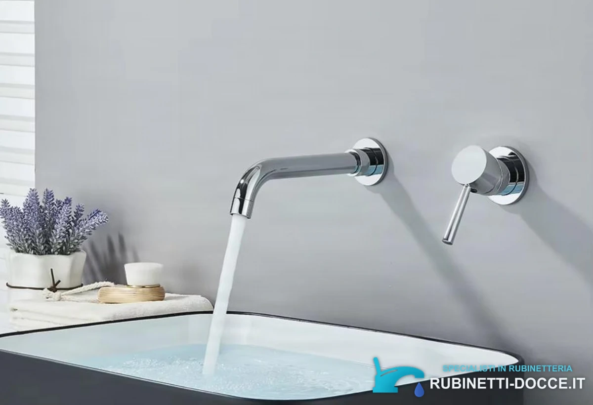 Miscelatore lavabo da incasso ATP1808 cromato sopra un lavabo da appoggio