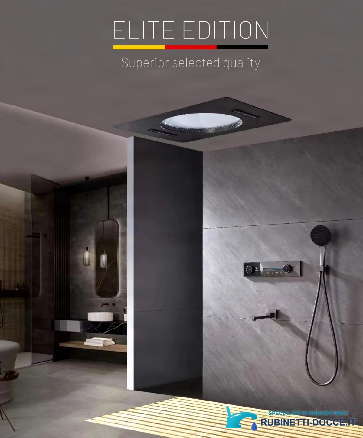 Sistema doccia da incasso ELITE EDITION BSC1699 con cascata, LED e più finiture