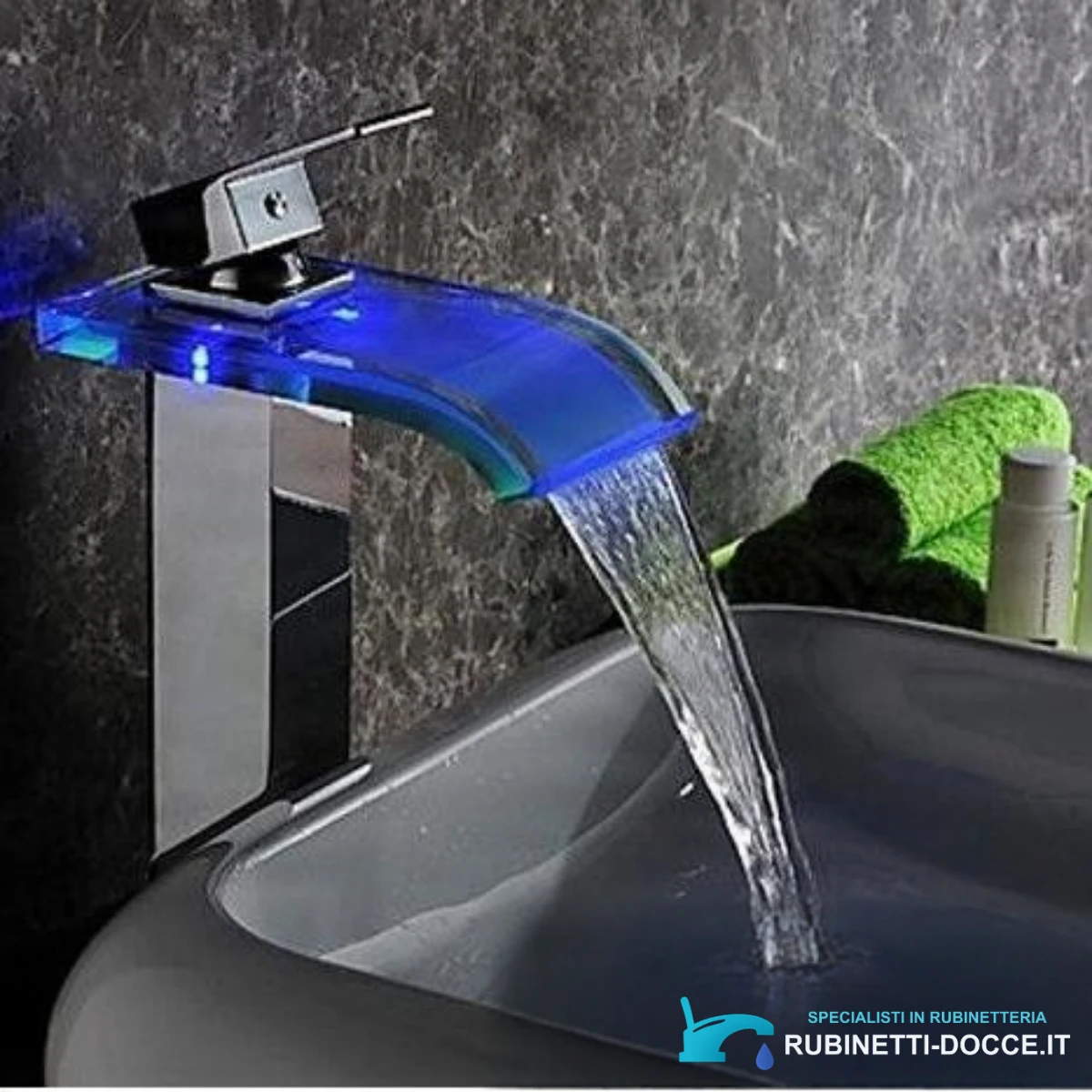 Rubinetto bagno EYN x013 woo-986 cromato con bocca blu