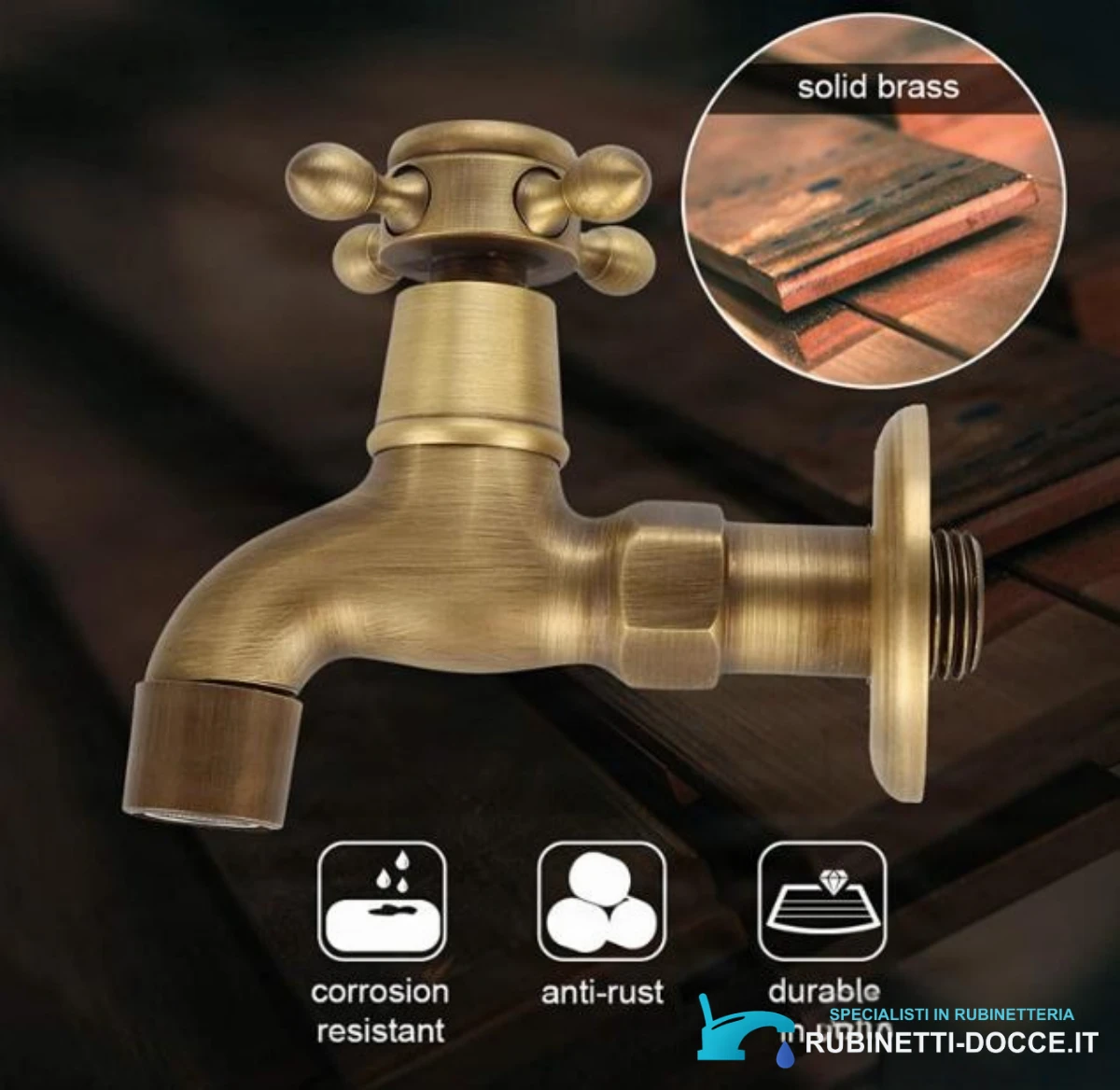 Rubinetto da parete per bagno EYN CW1530 in ottone, più finiture e lunghezze da 9,5 o 12,5 cm