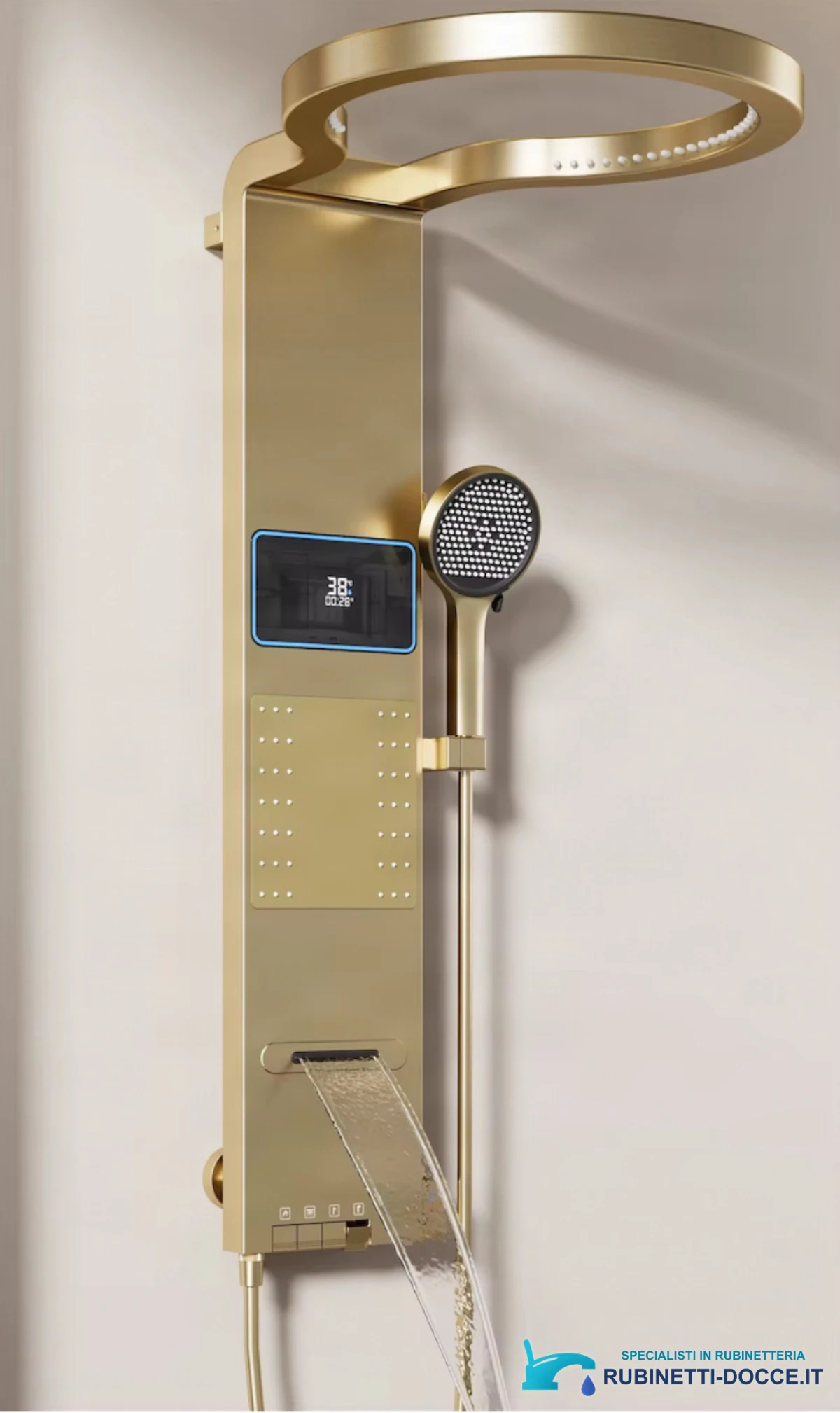 Pannello doccia ELITE EDITION BSE1424 a parete con LED, getti massaggianti e finiture grigio grafite, grigio scuro e oro