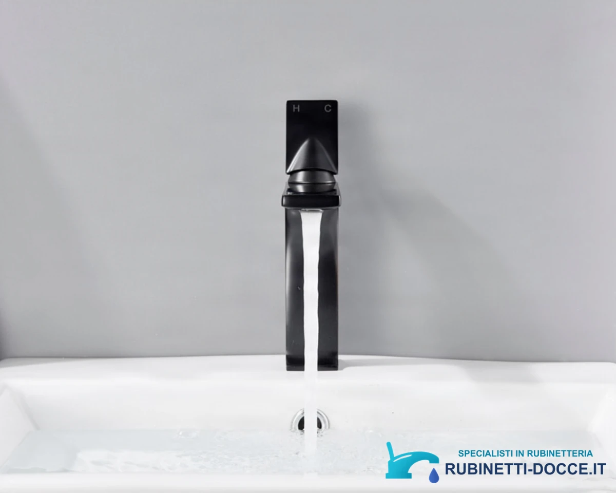 Miscelatore per lavabo freestanding EYN VU1610 in cromo, nero opaco e grigio scuro
