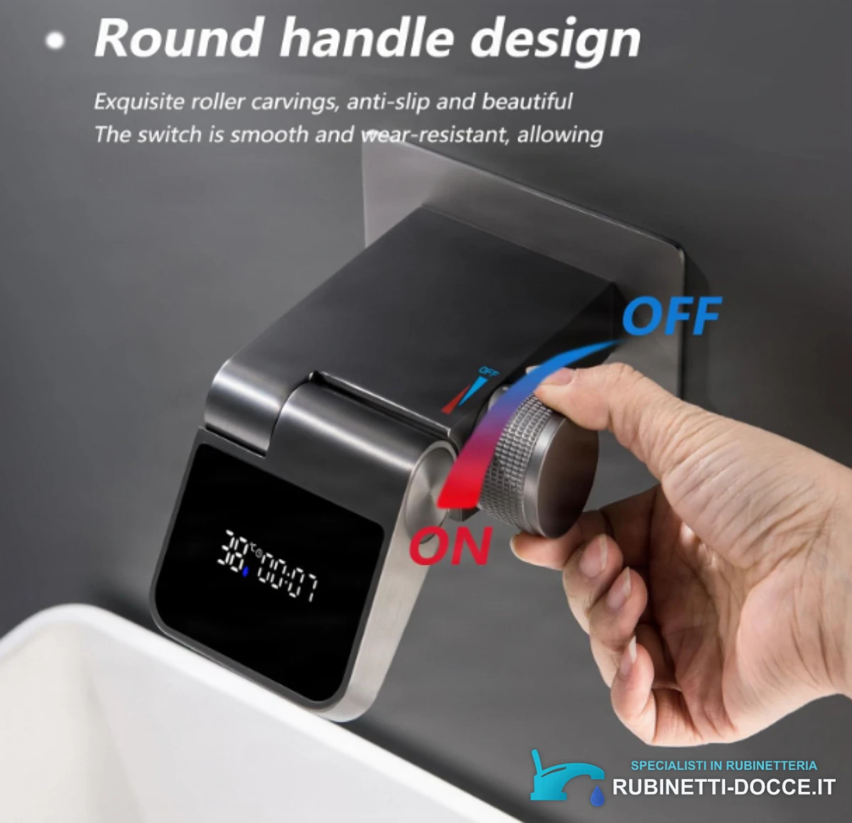 Rubinetto da parete ELITE EDITION BSW1500 con display della temperatura e bocca a cascata girevole a 180°, in più finiture