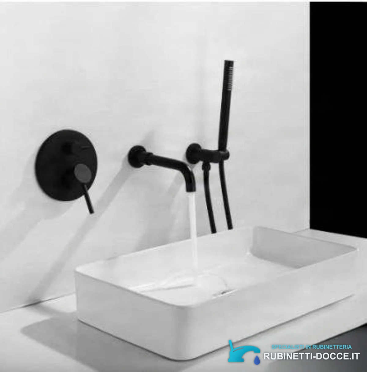 Sistema doccia da incasso EYN CP1551black per vasca, in più finiture tra cui nero opaco e oro