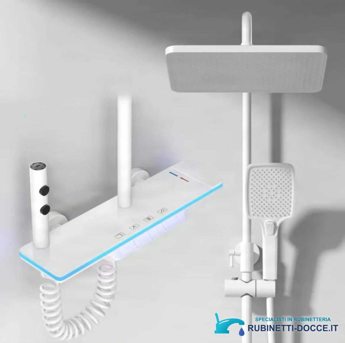 Sistema doccia a parete ELITE EDITION BSE1307 con LED, getti massaggianti, cascata e finiture in più colori