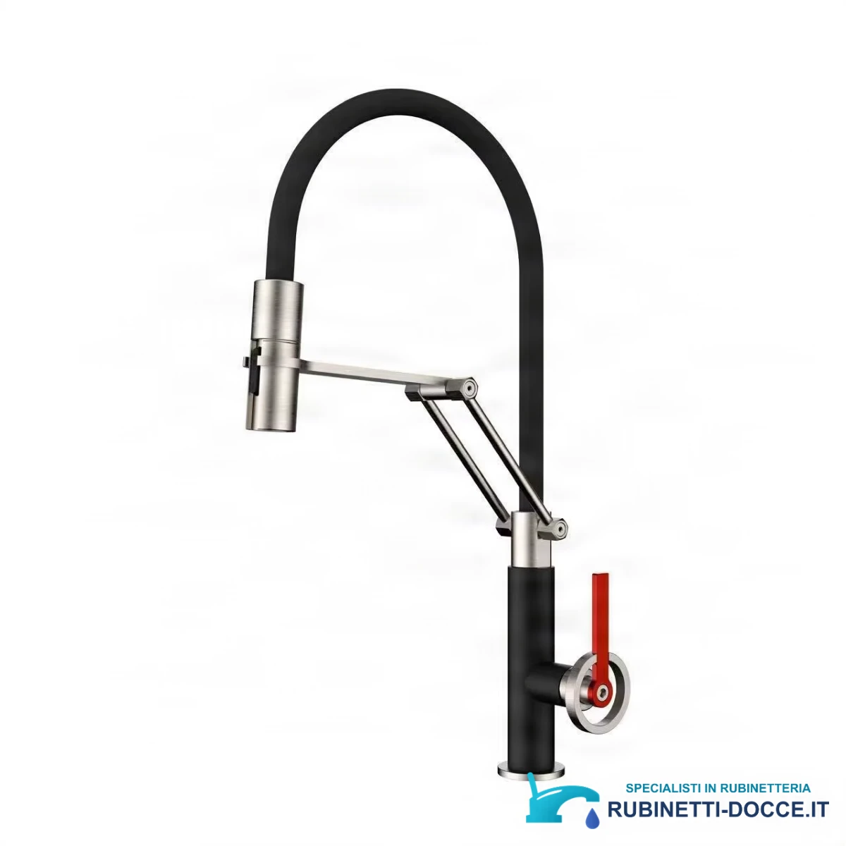 Rubinetto cucina monocomando ELITE EDITION KFD1691 nero opaco e nichel spazzolato