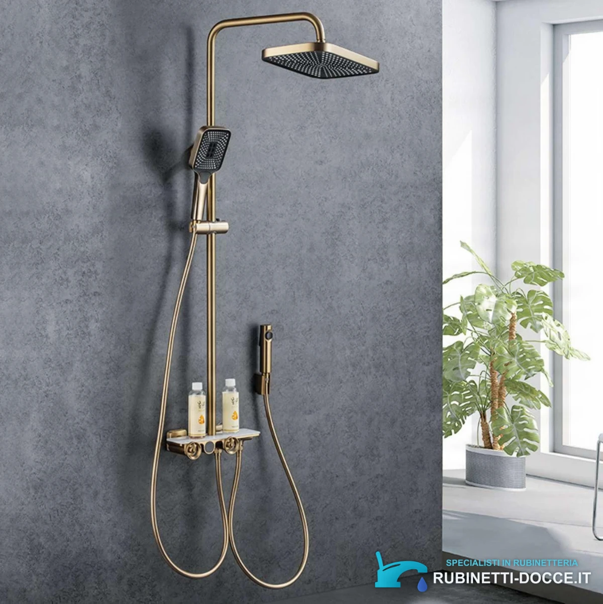 Set doccia digitale ELT1104 in un bagno moderno con parete grigia
