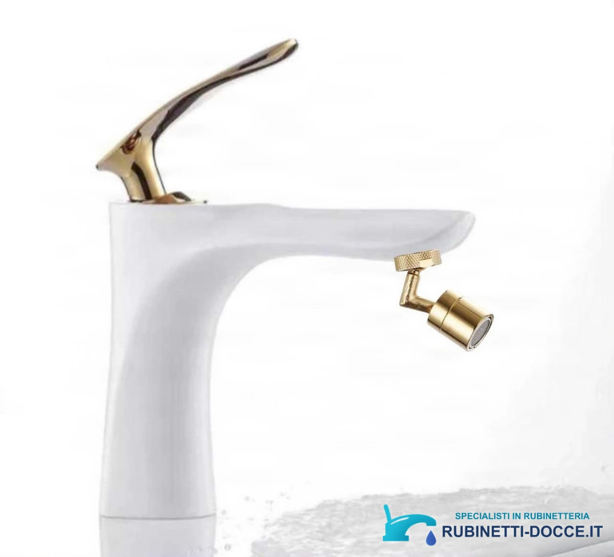 Miscelatore per lavabo freestanding EYN BZ2224 in più finiture, tra cui bianco e oro o bianco e cromo