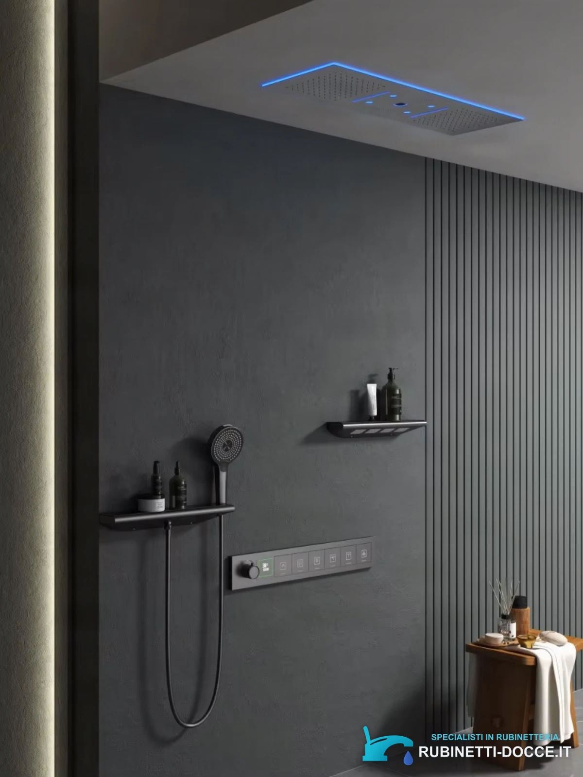 Sistema doccia termostatico a incasso ELITE EDITION BCS1045 a 6 funzioni, in argento satinato e altre varianti di colore