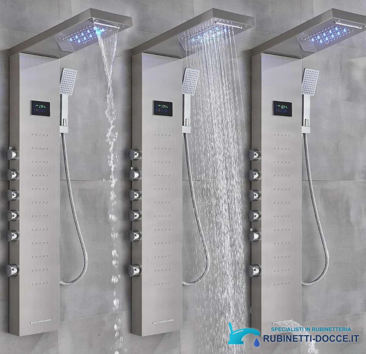 Sistema doccia a parete EYN BSP2040 con soffione a pioggia e uscita a cascata
