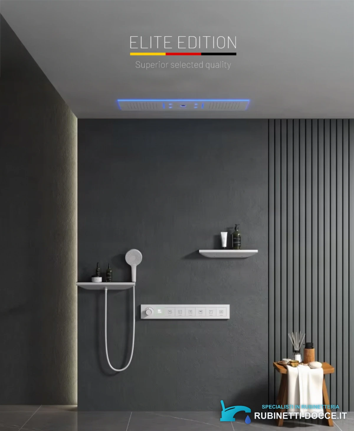 Sistema doccia termostatico a incasso ELITE EDITION BCS1045 a 6 funzioni, in argento satinato e altre varianti di colore