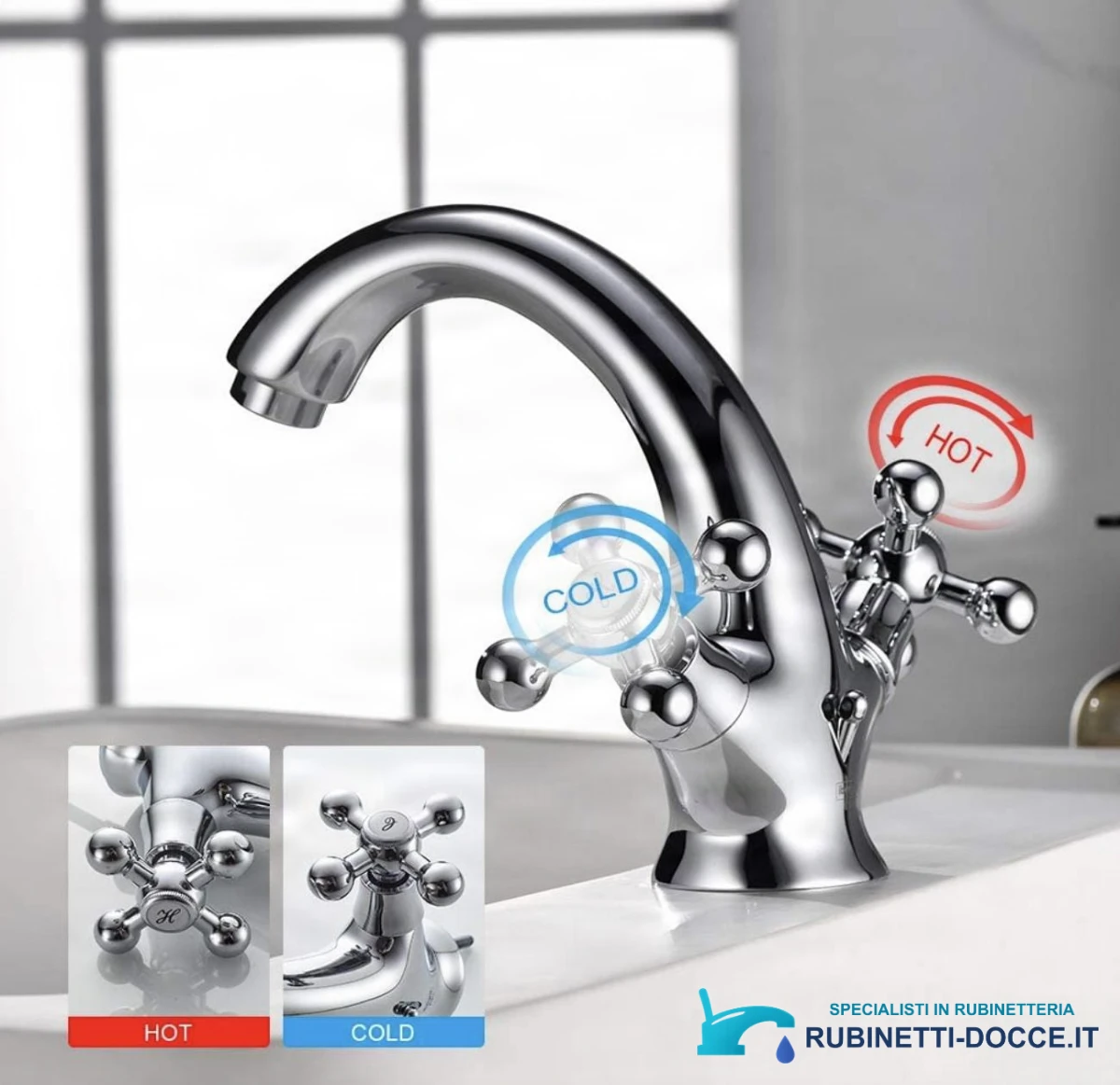Rubinetto bidet rustico UC1143 in cromo lucido