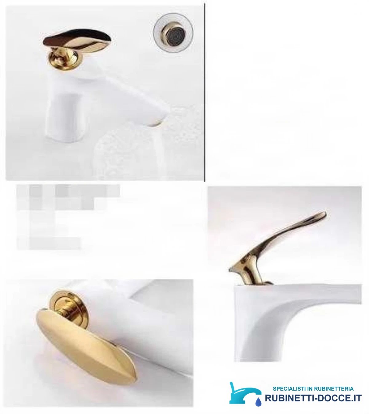 Miscelatore per lavabo freestanding EYN BZ2224 in più finiture, tra cui bianco e oro o bianco e cromo