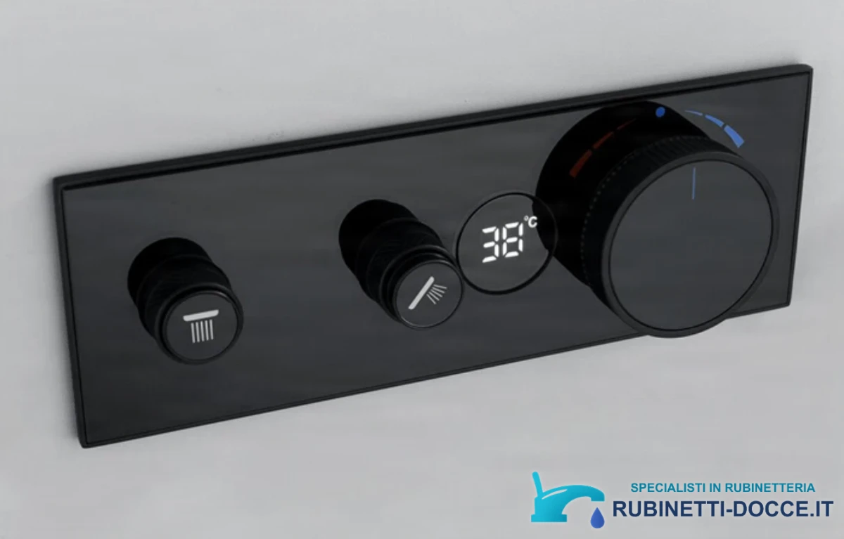 Sistema doccia termostatico a incasso ELITE EDITION BCS1603 con schermo, in più finiture tra cui nero e nero opaco