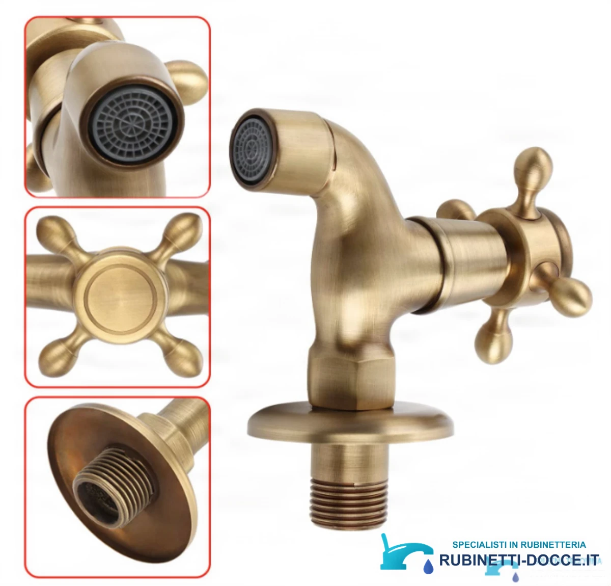 Rubinetto da parete per bagno EYN CW1530 in ottone, più finiture e lunghezze da 9,5 o 12,5 cm