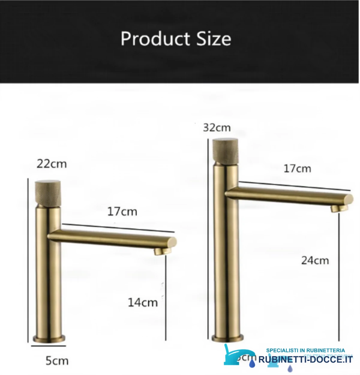 Disegno tecnico del BGB1450: altezza 22/32 cm e bocca 17 cm