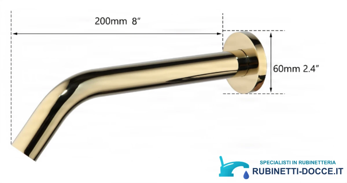 Specifiche BWS1254: sporgenza 200 mm, rosone Ø 60 mm