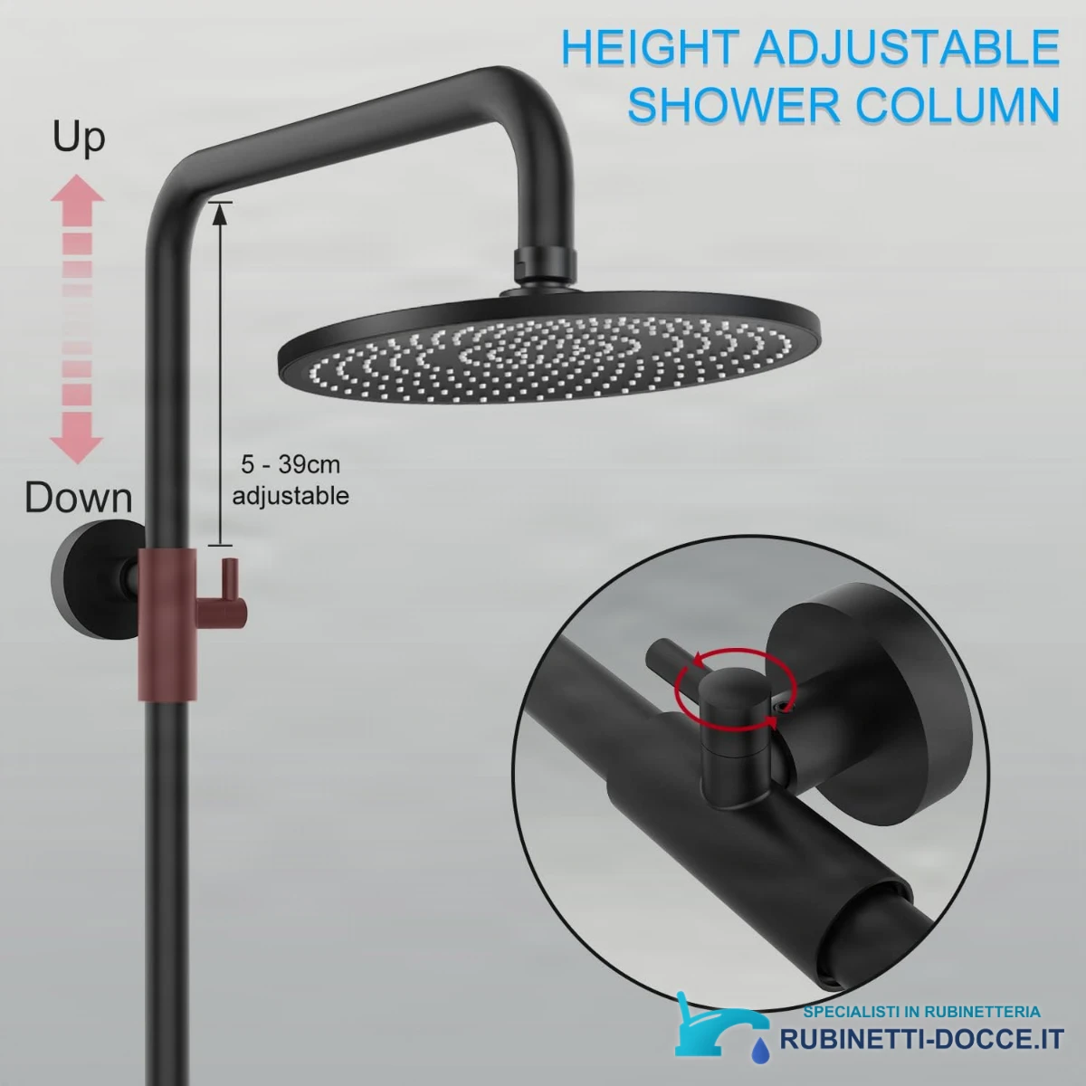 Specifiche sistema doccia Rainsworth ELITE EDITION BSE1603: colonna regolabile in altezza