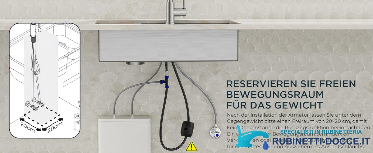 Low-Pressure Kitchen Tap, Single Lever Hot and Cold Water Tap, Tap with 3 Connections for Boilers, Suitable for Boilers and Under-Sink Boilers, Mat Zwart