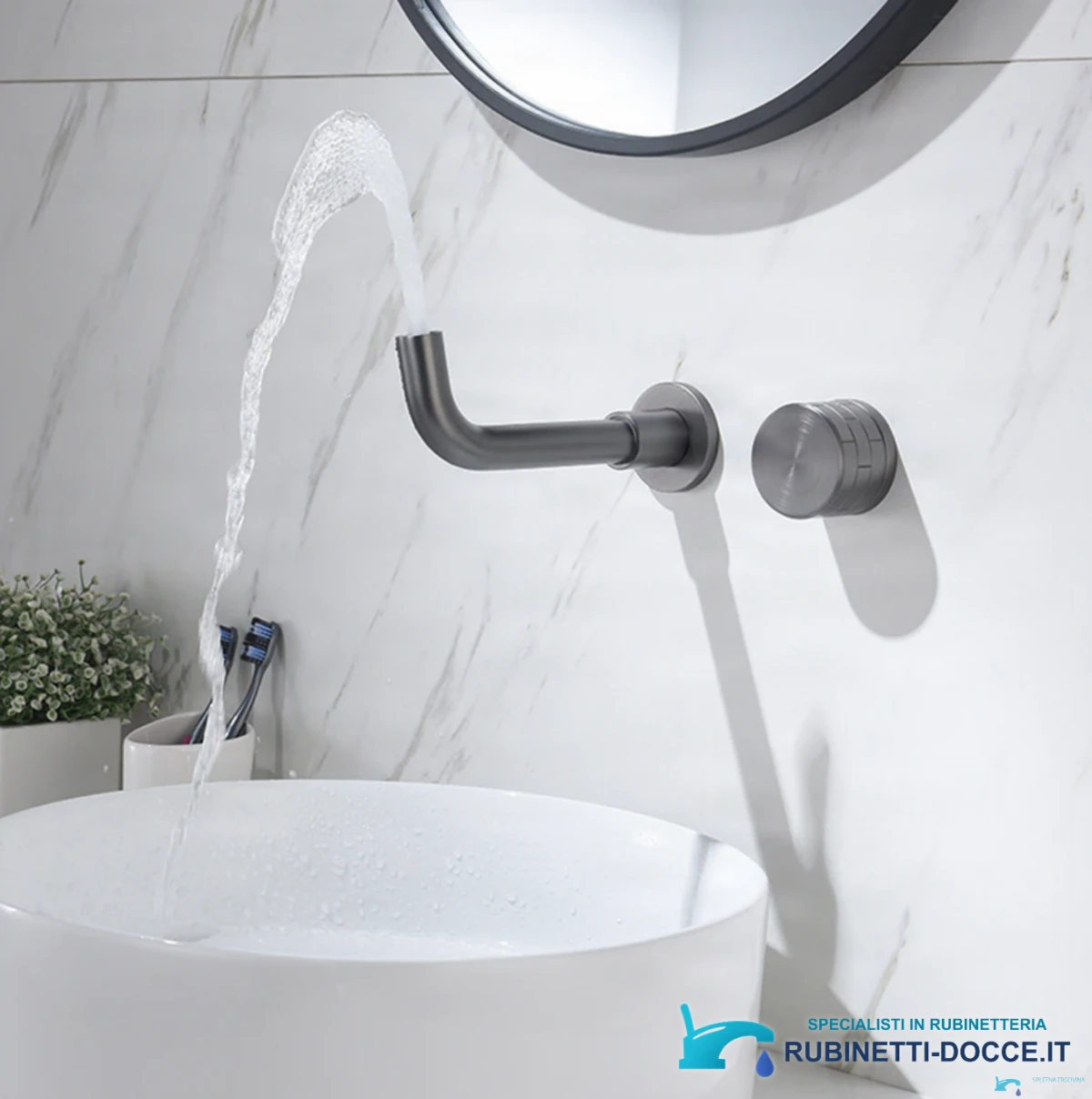 Rubinetto per lavabo a incasso ELITE EDITION BSW1447 in ottone con bocca girevole, disponibile in più finiture